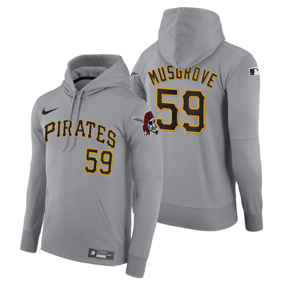 Men Pittsburgh Pirates #59 Musgrove gray road hoodie 2021 MLB Nike Jerseys->pittsburgh pirates->MLB Jersey
